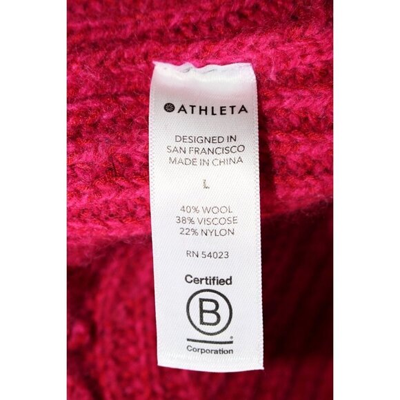Athleta - Large fits XL - Shasta V-Neck Oversized Pullover, Rib Knit - Pink - Picture 7 of 8